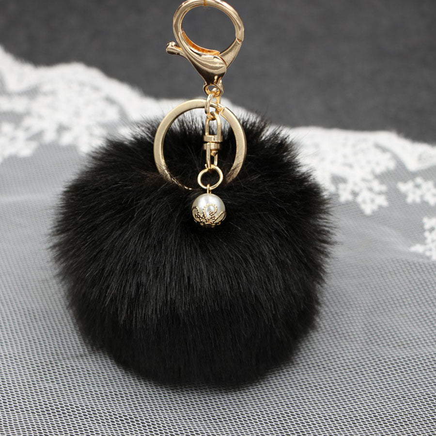 Wholesale Pearl 8cm Fur Ball Keychain